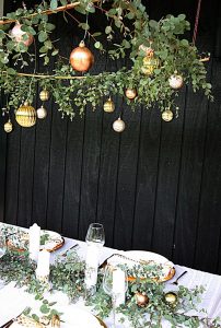 green and gold table setting